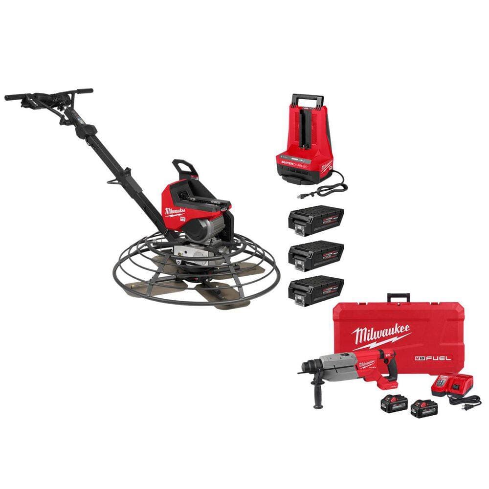 Milwaukee MX FUEL Lithium-Ion Cordless 36 in. Walk-Behind Trowel Kit with (3) FORGE HD12.0 Batteries,SuperCharger&RotaryHammerKit (1)