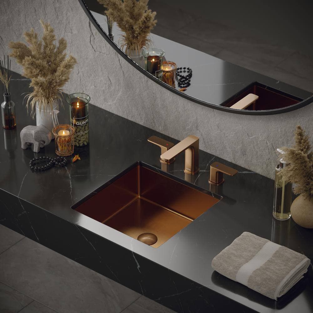 Karran CCU500 15-3/4 in. Stainless Steel Undermount Bathroom Sink in Brown Brushed Copper (2)