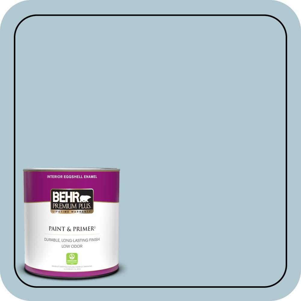 BEHR PREMIUM PLUS 1 qt. #S470-2 Gentle Sea Eggshell Enamel Low Odor Interior Paint & Primer (1)