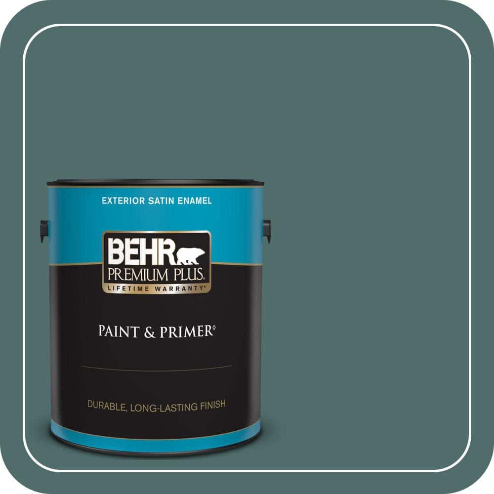 BEHR PREMIUM PLUS 1 gal. #PPU12-02 Sequoia Lake Satin Enamel Exterior Paint & Primer