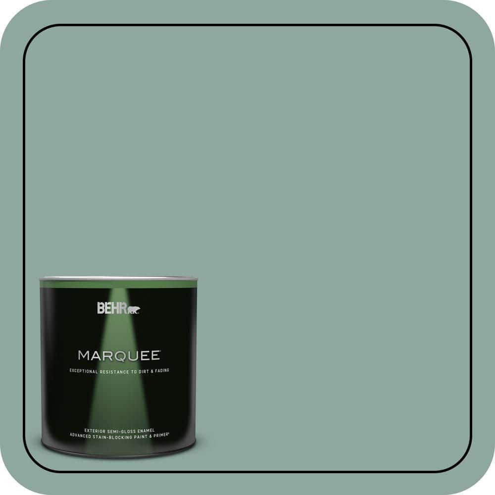 BEHR MARQUEE 1 qt. #S430-4 Green Meets Blue Semi-Gloss Enamel Exterior Paint & Primer (1)