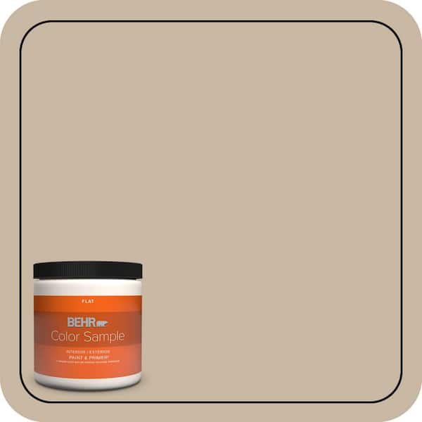 BEHR PREMIUM PLUS 8 oz. #QE-28 Ranch Tan Flat Interior/Exterior Paint & Primer Color Sample (2)