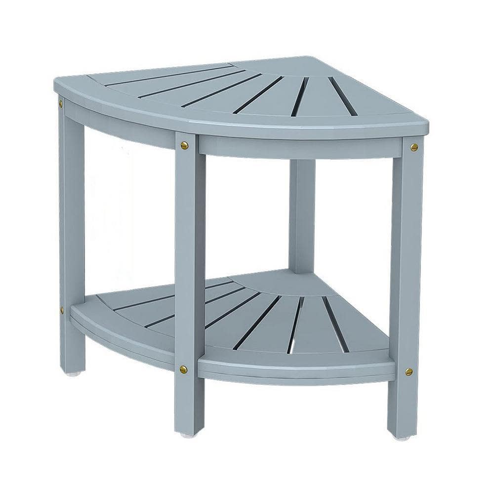 Cubilan 15.8 in. D x 15.8 in. W x 17 in. H Freestanding Walk In Shower Seat Corner Shower Bench in Gray with Shelf (1)