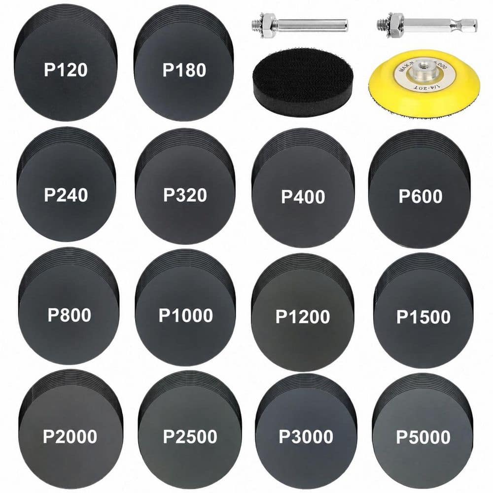 LAIFUCAM 3 in. Sanding Discs with Assorted 120 to 5000 Grit Wet Dry Silicon Carbide Hook and Loop Sandpaper 140-Pieces Pack (1)