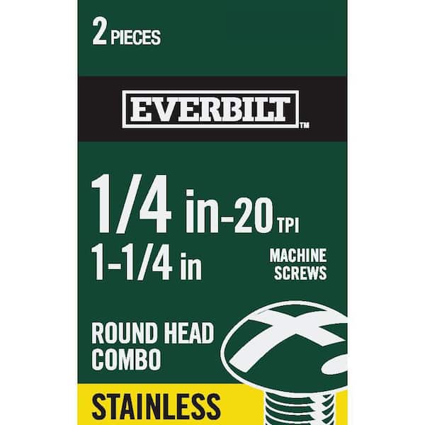 Everbilt 1/4 in.-20 x 3/4 in. Combo Round Head Stainless Steel Machine Screw (2-Pack) (3)