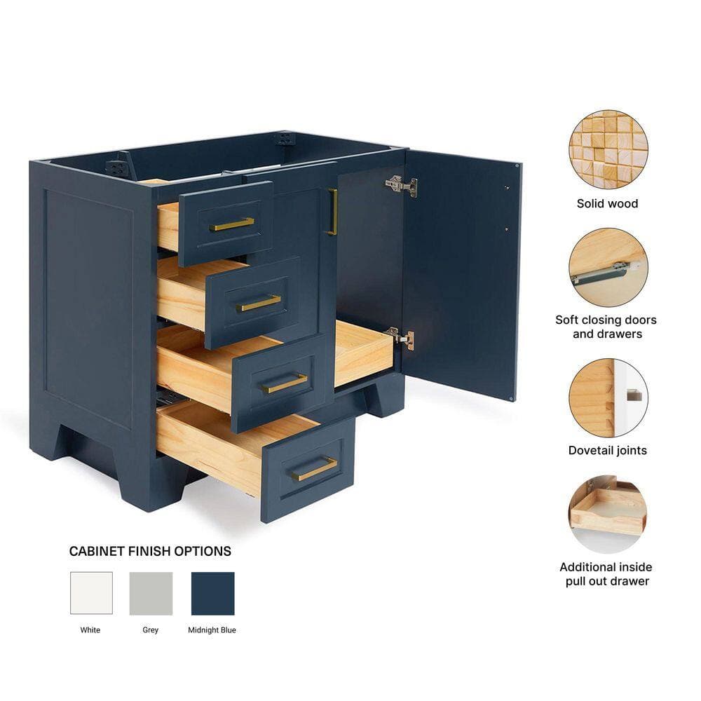 ARIEL Taylor 42 in. Freestanding Bathroom Vanity Cabinet without Top in Midnight Blue (Assembled) (3)