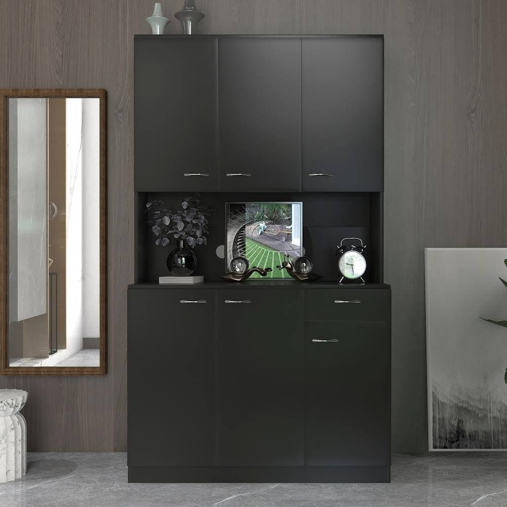 COWLOWN 39.37 in. W 15.35 in. D 70.87 in. H Kitchen Linen Cabinet with 6-Doors, 1-Open Shelves and 1-Drawer (2)