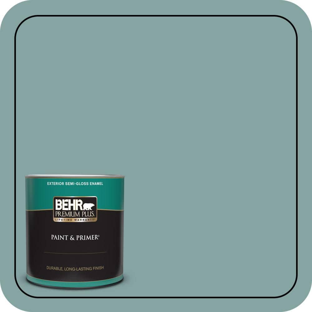 BEHR PREMIUM PLUS 1 qt. #PPU13-08 Venus Teal Semi-Gloss Enamel Exterior Paint & Primer