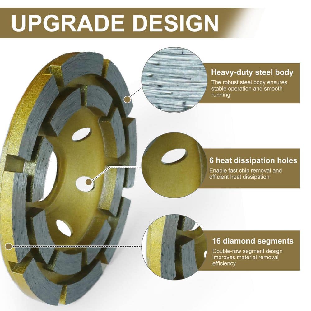 Wellco 4 in. (100mm) Diamond Double-Row Cup Wheel (3)