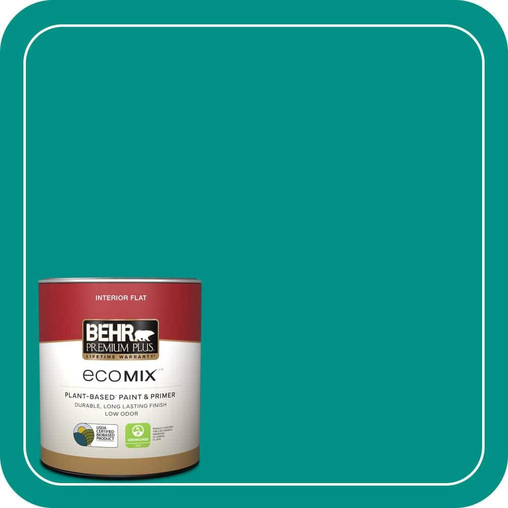 BEHR PREMIUM PLUS 1 qt. #490B-6 Emerald Coast Flat EcoMix Plant-Based Interior Paint & Primer (1)