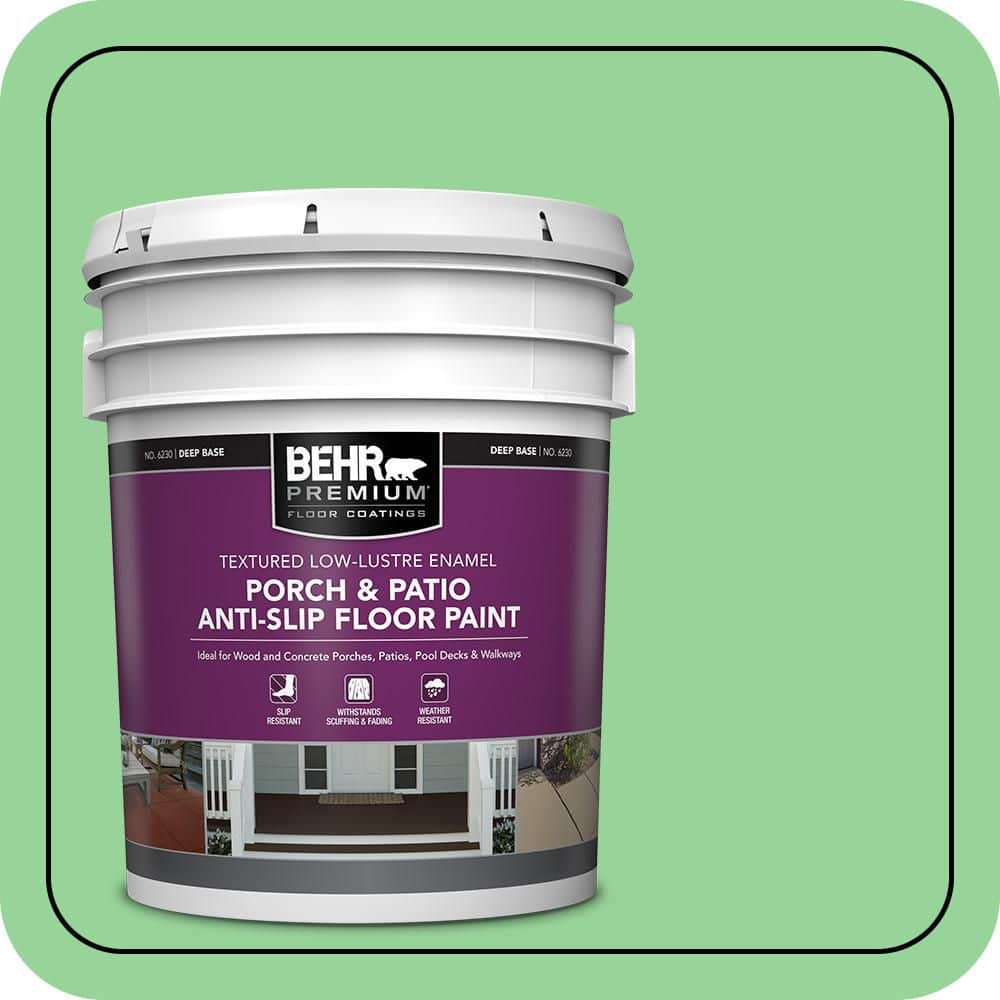 BEHR PREMIUM 5 gal. #P390-4 Young Green Textured Low-Lustre Enamel Interior/Exterior Porch and Patio Anti-Slip Floor Paint