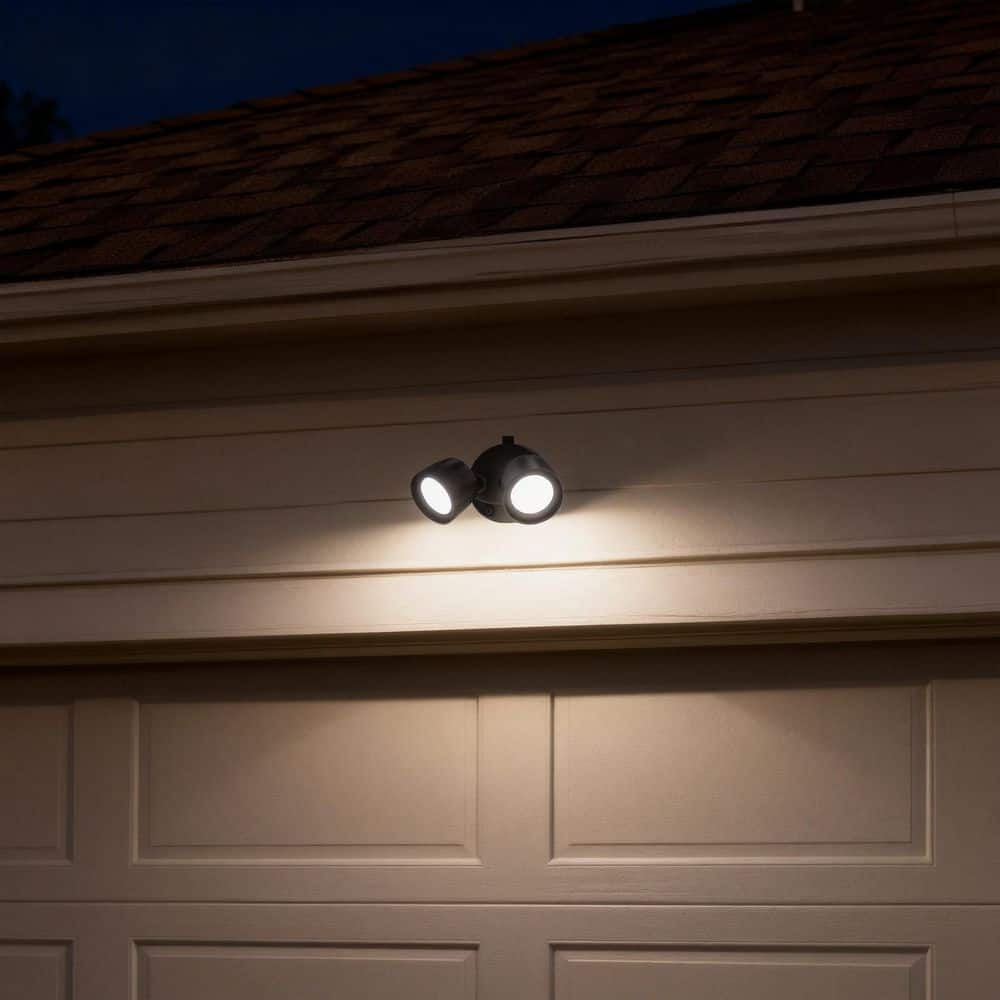 Commercial Electric Dusk to Dawn Sensor Bronze Exterior Outdoor Twin Head Integrated LED Security Flood Light 24-Watt 1200 to 2400 Lumen (3)