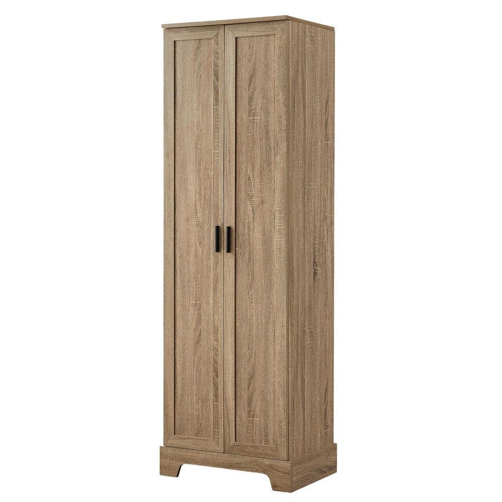 Tahanbath 16.90 in W x 23.30 in D x 71.20 in H Storage Linen Cabinet with 2 Doors Adjustable Shelf, in Brown (1)