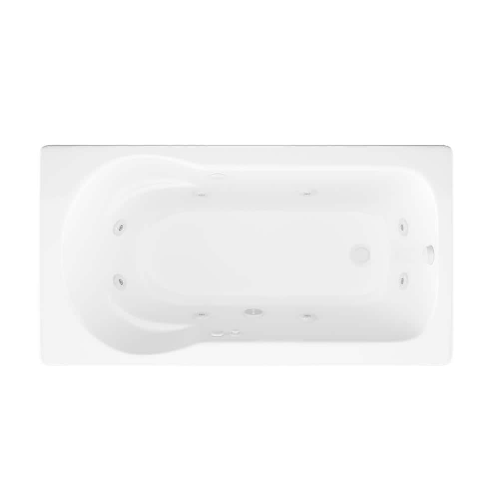 Universal Tubs Zircon Series 60 in. x 32 in. Rectangular Whirlpool Bathtub with Left Side Drain and V-Style Back Jets in Glossy White (2)