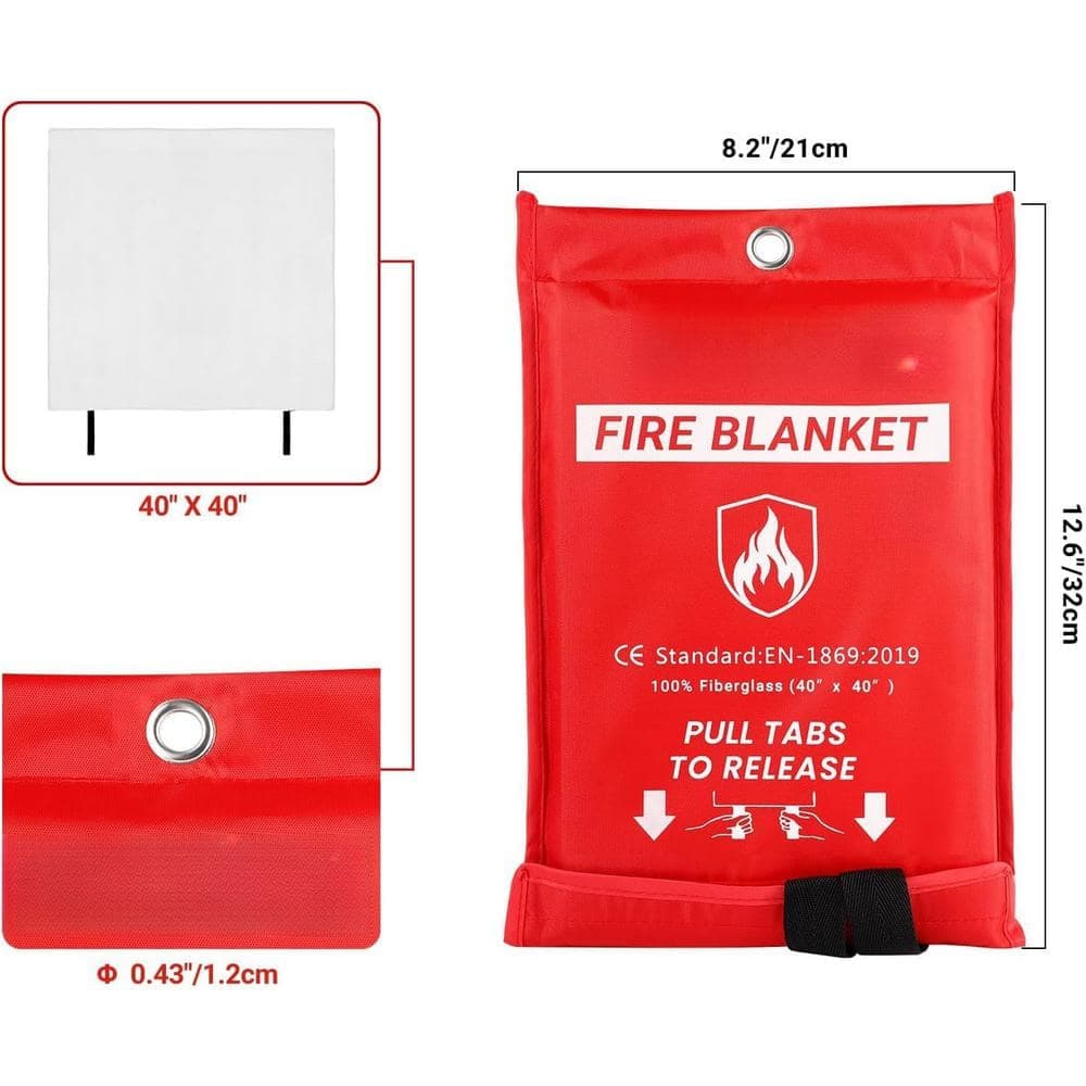 Unbranded 40 in x 40 in. Fiberglass Flame Retardant Emergency Fire Blanket for Kitchen, Backyard and Vehicle Fires (2-Pack) (2)