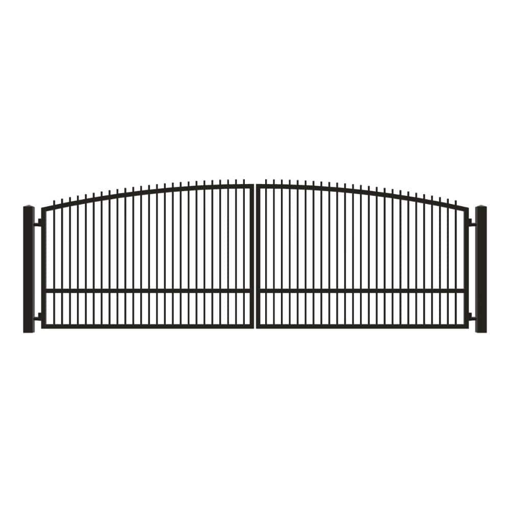 Unbranded Driveway Gate — Swing, Center, Arch + Finials, Single, Black — 224"W x 72"H (1)