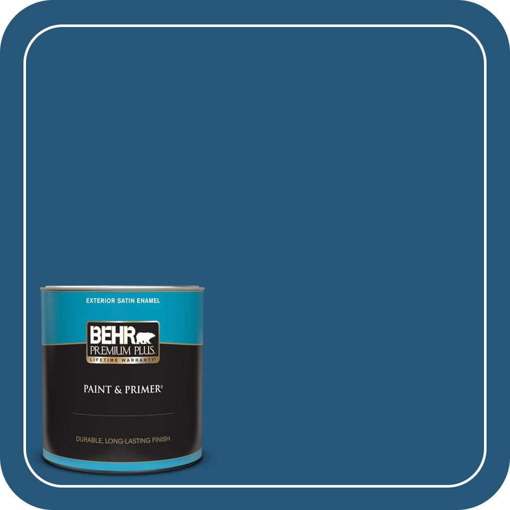 BEHR PREMIUM PLUS 1 qt. #S-H-560 Royal Breeze Satin Enamel Exterior Paint & Primer