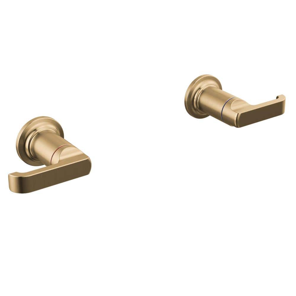 Delta Tetra Gold Lever Wall Mount Tub Filler Handle in Lumicoat Champagne Bronze (1)