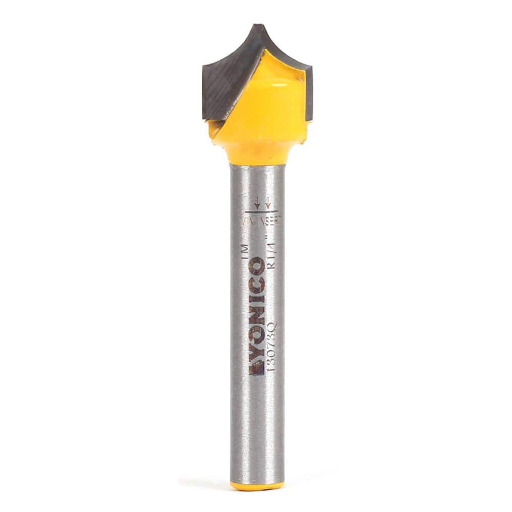 Yonico Point Cutting Round Over Groove 1/4 in. Radius 1/4 in. Shank Carbide Tipped Router Bit