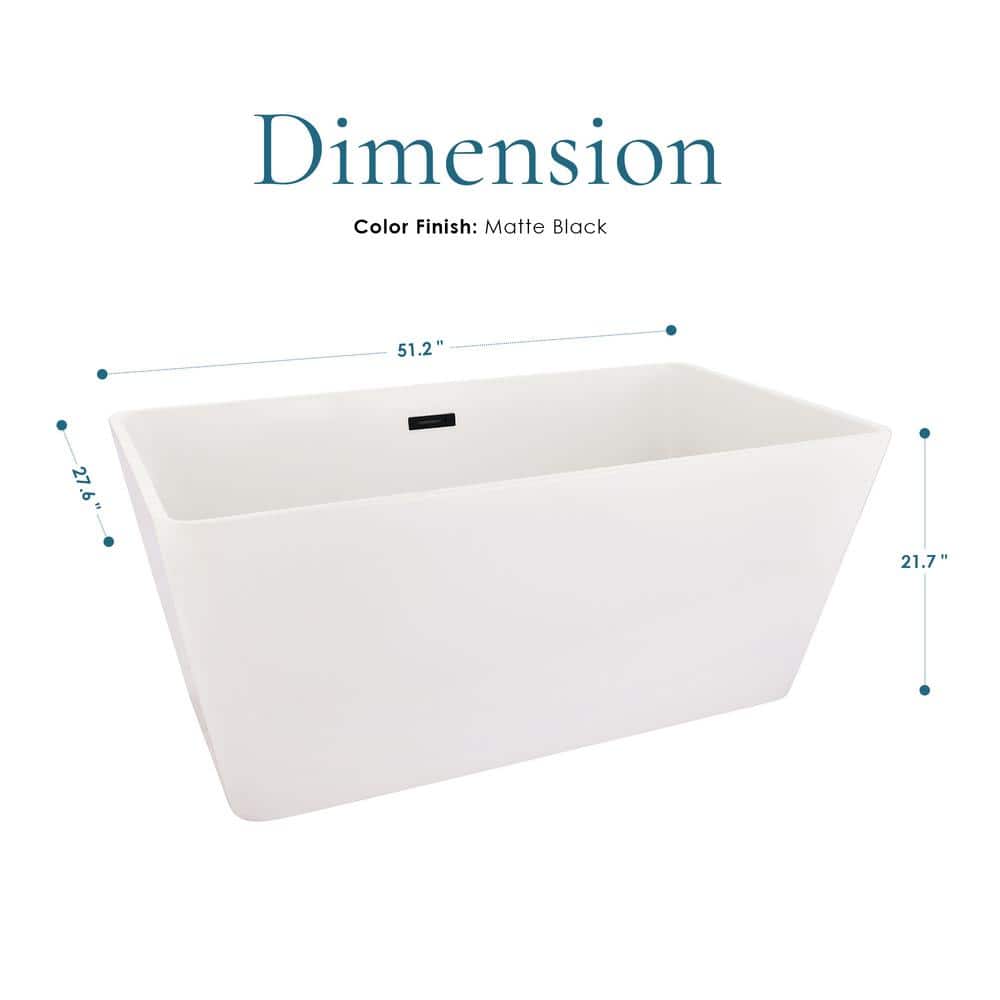 Altair Regina 51 in. Acrylic Flatbottom Soaking Bathtub in Matte Black Feet/Overflow (2)