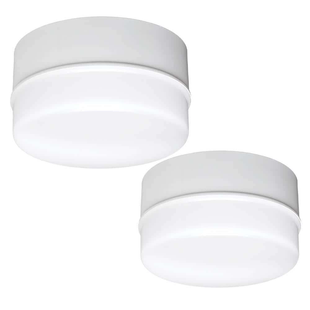 Commercial Electric Spin Light 5 in. White LED Flush Mount Ceiling Light 600 Lumens 4000K Bright White Closet Basement Utility (2 Pack) (2)