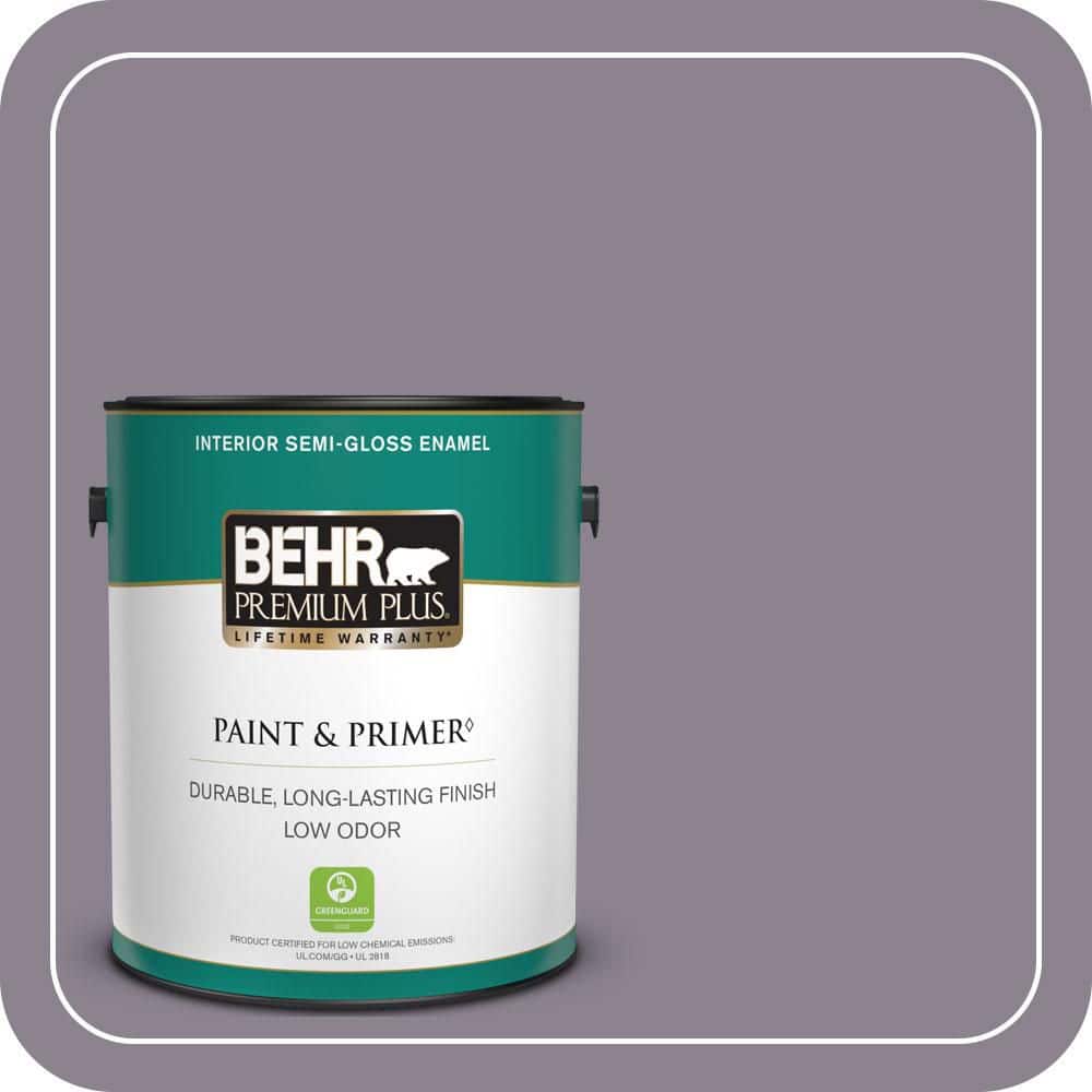 BEHR PREMIUM PLUS 1 gal. #670F-5 Gothic Amethyst Semi-Gloss Enamel Low Odor Interior Paint & Primer