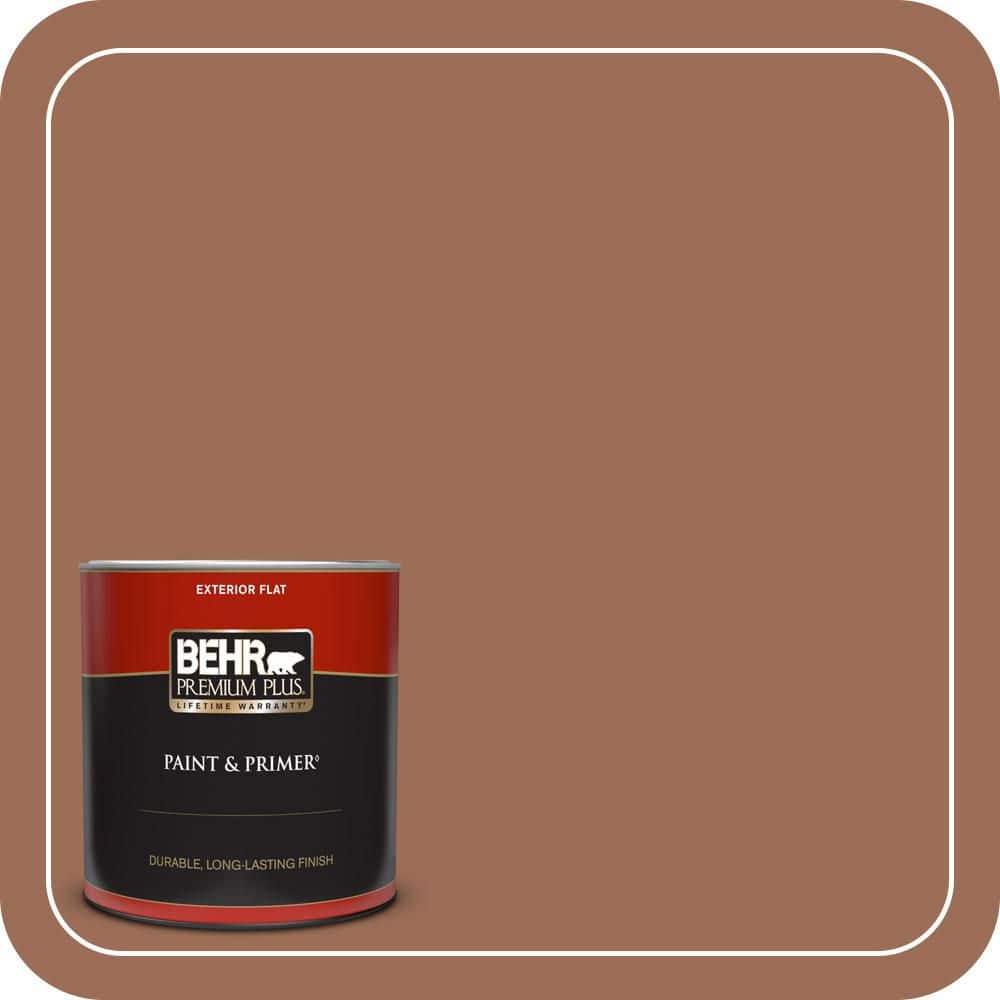 BEHR PREMIUM PLUS 1 qt. #S210-6 Cinnamon Crunch Flat Exterior Paint & Primer