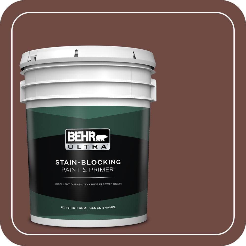BEHR ULTRA 5 gal. #S-G-720 Fireside Semi-Gloss Enamel Exterior Paint & Primer