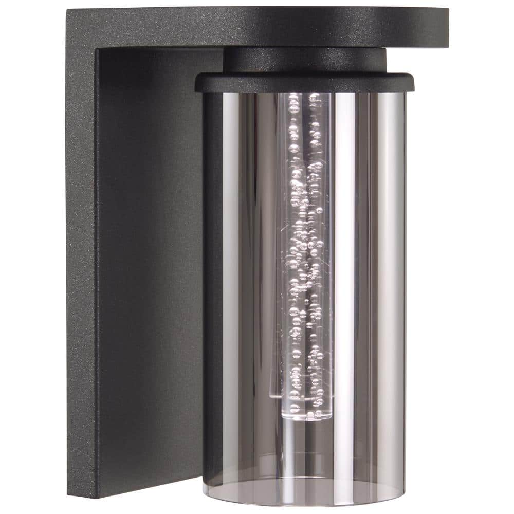 Home Decorators Collection Whitley 9.5 in. 1-Light Bronze LED Outdoor Wall Mount Lantern with Smoke Glass (4)