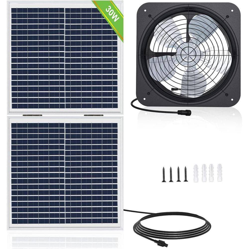 KIWDZFU 12.6 in. 25W Solar Powered Attic Ventilator with Foldable Panel (1)