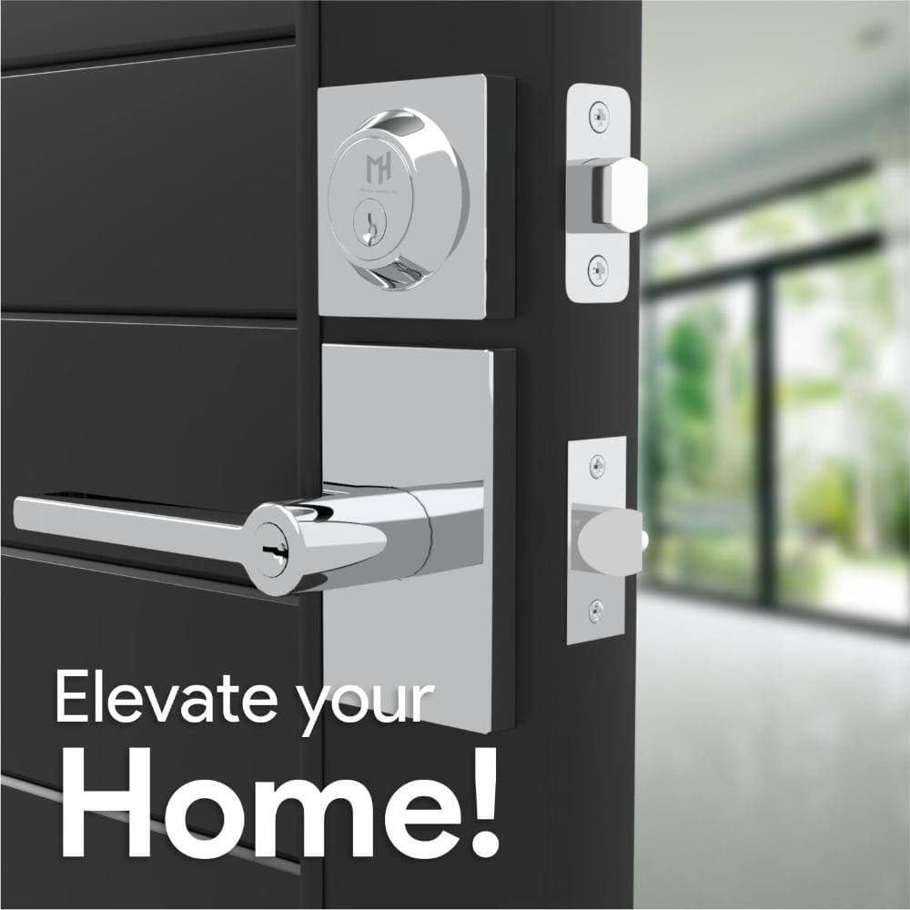 Mega Handles Glamor Entry Handle & Deadbolt Combo - Polished Chrome (3)