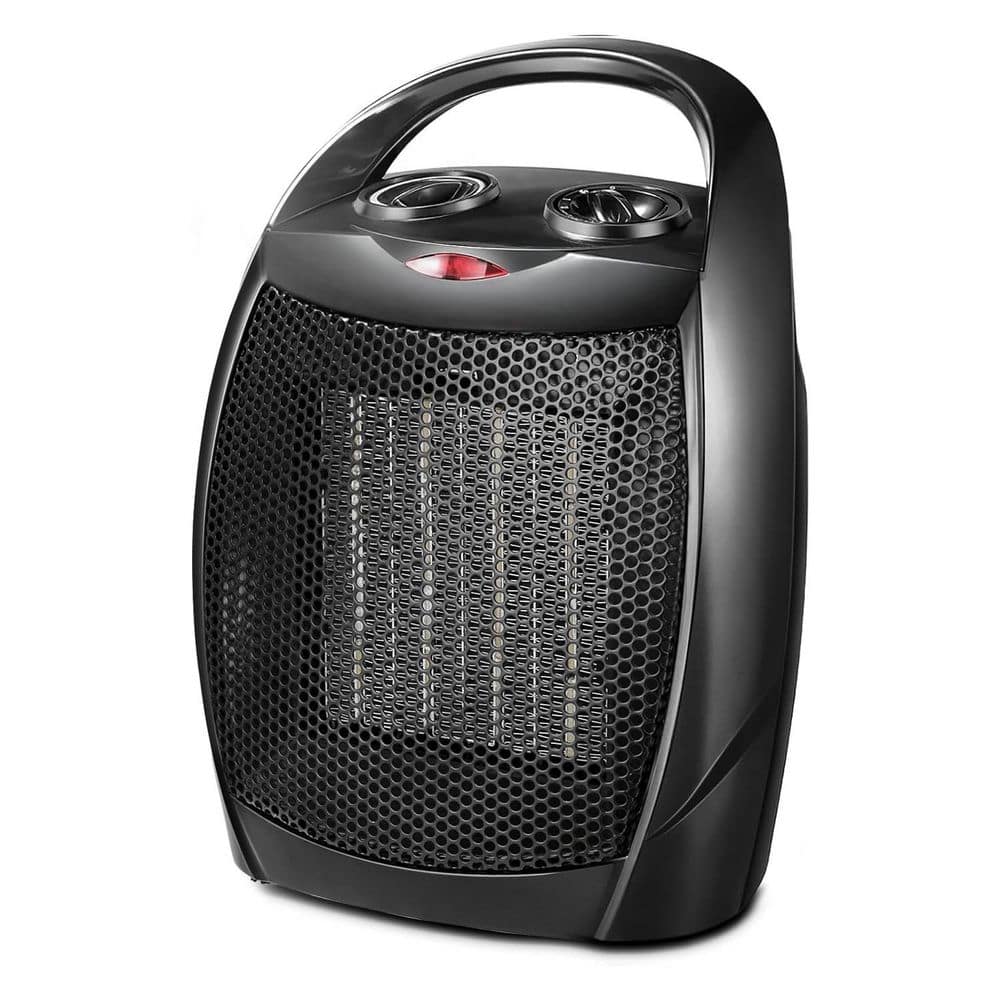 Unbranded 1500-Watt 5.30 in. Black Indoor Electric Ceramic Space Heater w/ Adjustable Thermostat and Overheat Convection/Radiant