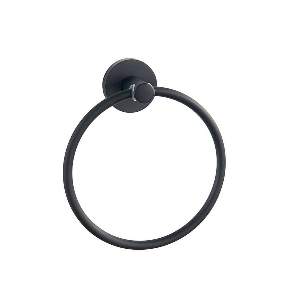Paradise Bathworks Azure 6.11 in. Wall Mounted Hand Towel Holder in Matte Black (1)