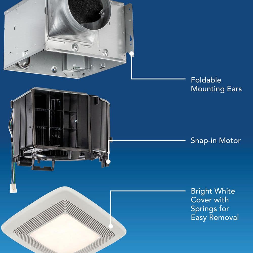 Broan-NuTone QT Series Quiet 130 CFM Ceiling Bathroom Exhaust Fan with Light and Night Light, 1.5 Sones Energy Star Certified (4)