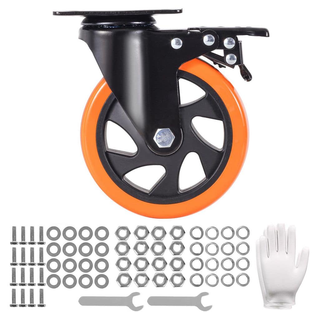 SVOPES Hand Truck Swivel Plate Casters, Security A/B Locking, No Noise PVC Wheels, Heavy Duty 1800 lbs. Load Capacity (1)