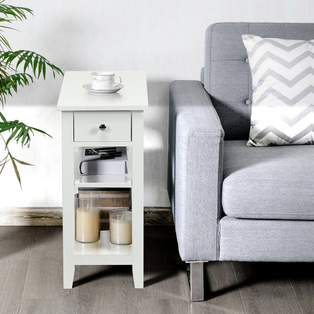 Volenca 3-Tier End Table with Drawer and Double Shelves (2)