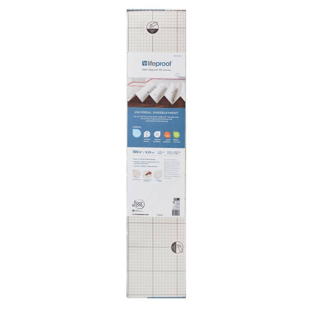 Lifeproof 100 sq.ft. Roll 46.8 in. W x 25.7 ft. L x 1.5 mm T Underlayment for Laminate, Engineered Hardwood, Vinyl (2)