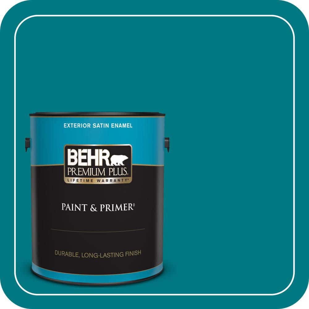 BEHR PREMIUM PLUS 1 gal. #P470-7 The Real Teal Satin Enamel Exterior Paint & Primer