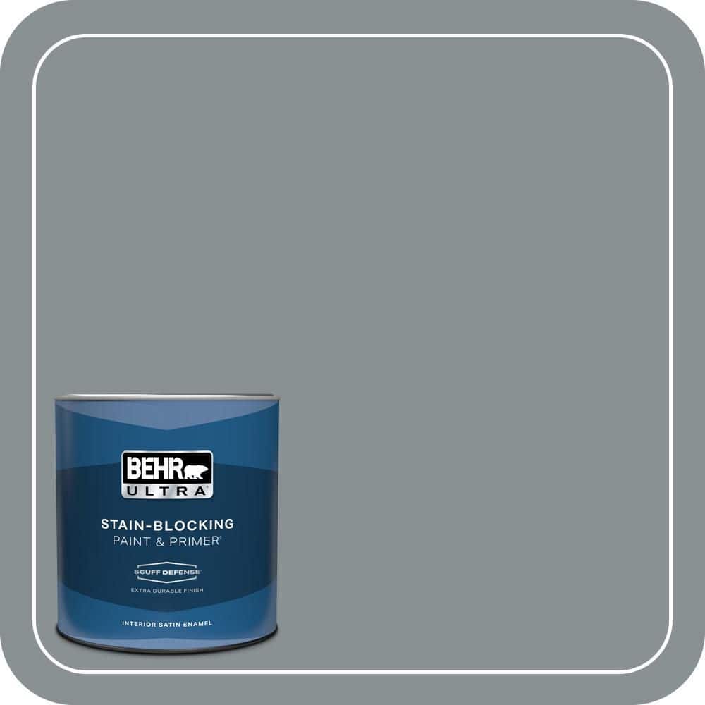 BEHR ULTRA 1 qt. #MQ5-29 Gotham Gray Extra Durable Satin Enamel Interior Paint & Primer