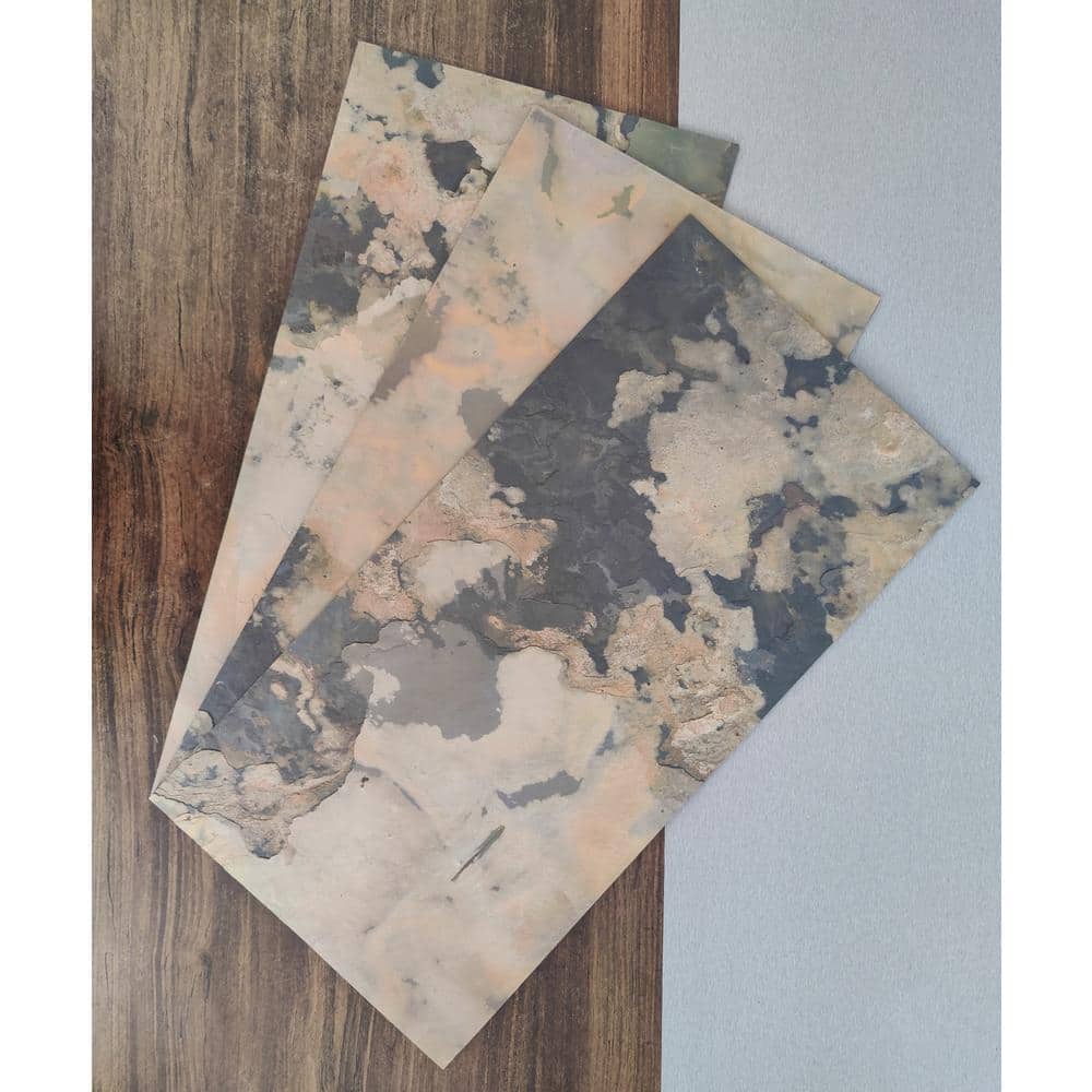 Dundee Deco Falkirk Johnstone 2/25 in. 2 ft. Peel and Stick Gold Stone Veneer Decorative Wall Paneling (3)