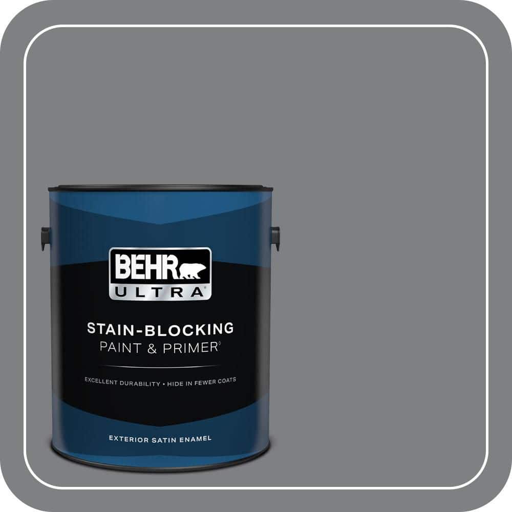 BEHR ULTRA 1 gal. #T12-10 Game Over Satin Enamel Exterior Paint & Primer