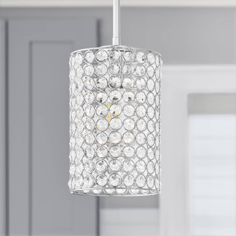 PRIVATE BRAND UNBRANDED 2-1/4 in. Fitter Large Crystal Cylinder Pendant Lamp Shade (4)