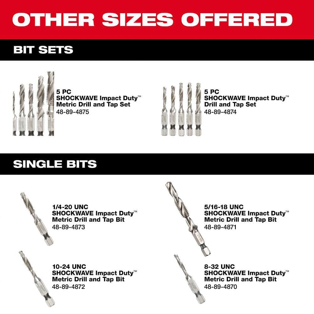 Milwaukee SHOCKWAVE Steel Impact Rated Drill Tap Bit (4)