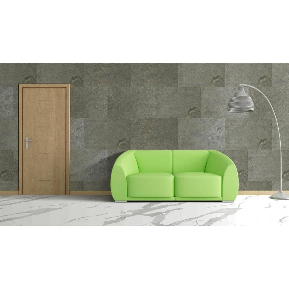 Dundee Deco Falkirk Johnstone 2/25 in. x 3 ft. x 2 ft. Green Stone Veneer Decorative Wall Paneling 1-Pack (2)