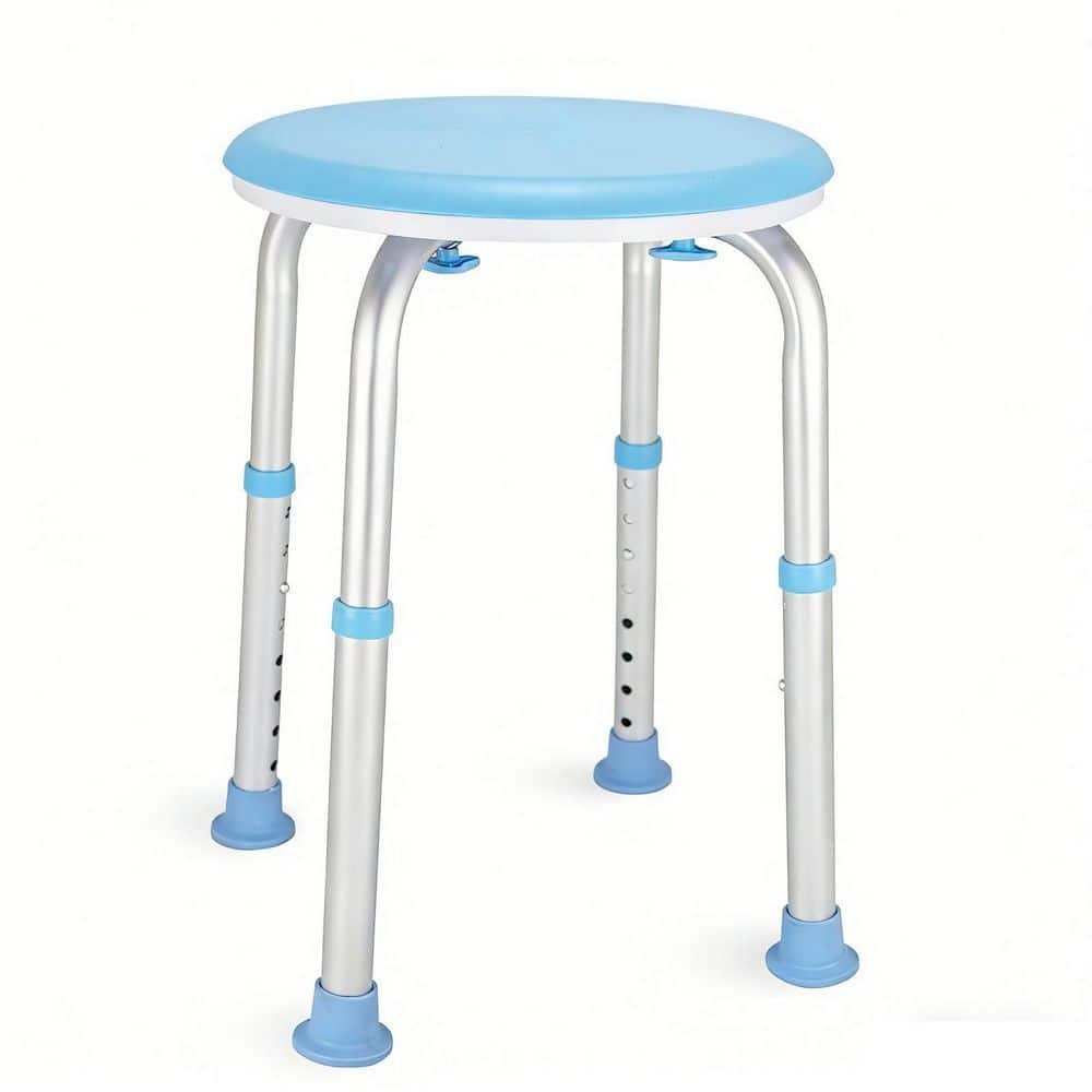 Wudkey Adjustable Height Swivel Bath Seat in Blue, Aluminum Bathroom Bench Bath Shower Chair for Elderly and Disabled, 350 lbs. (1)