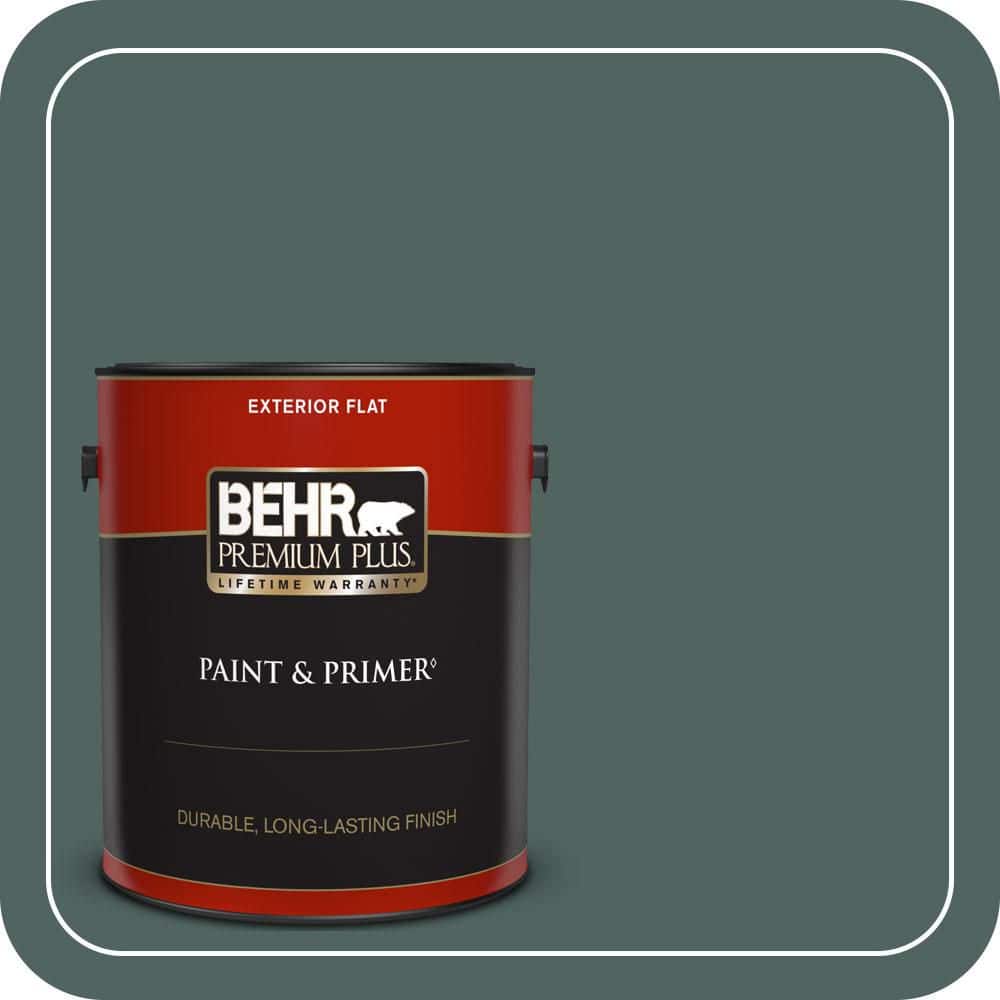 BEHR PREMIUM PLUS 1 gal. #S430-7 Blue Fir Flat Exterior Paint & Primer