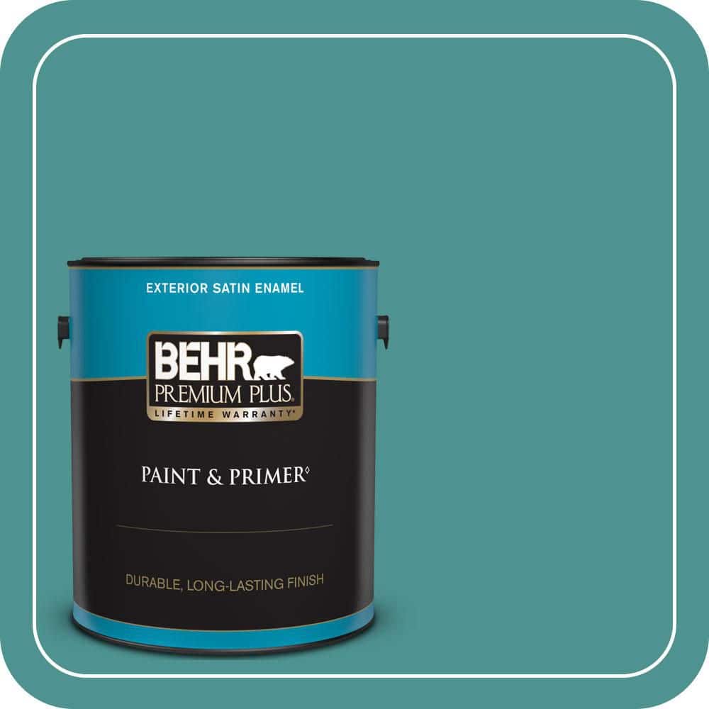 BEHR PREMIUM PLUS 1 gal. #500D-6 Mirage Lake Satin Enamel Exterior Paint & Primer
