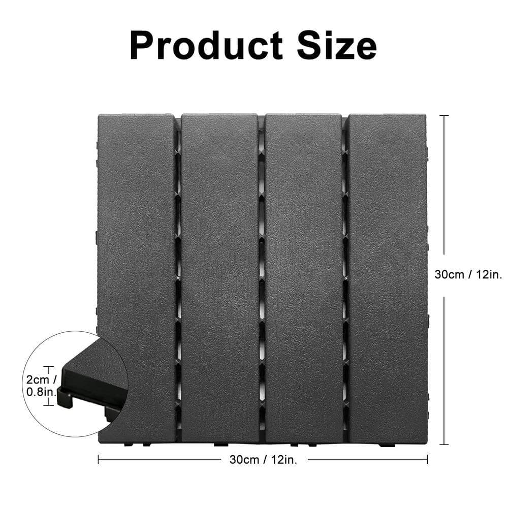 Pro Space 12 in. x 12in. Plastic Interlocking Flooring Deck Tiles 44pack,Grey (3)
