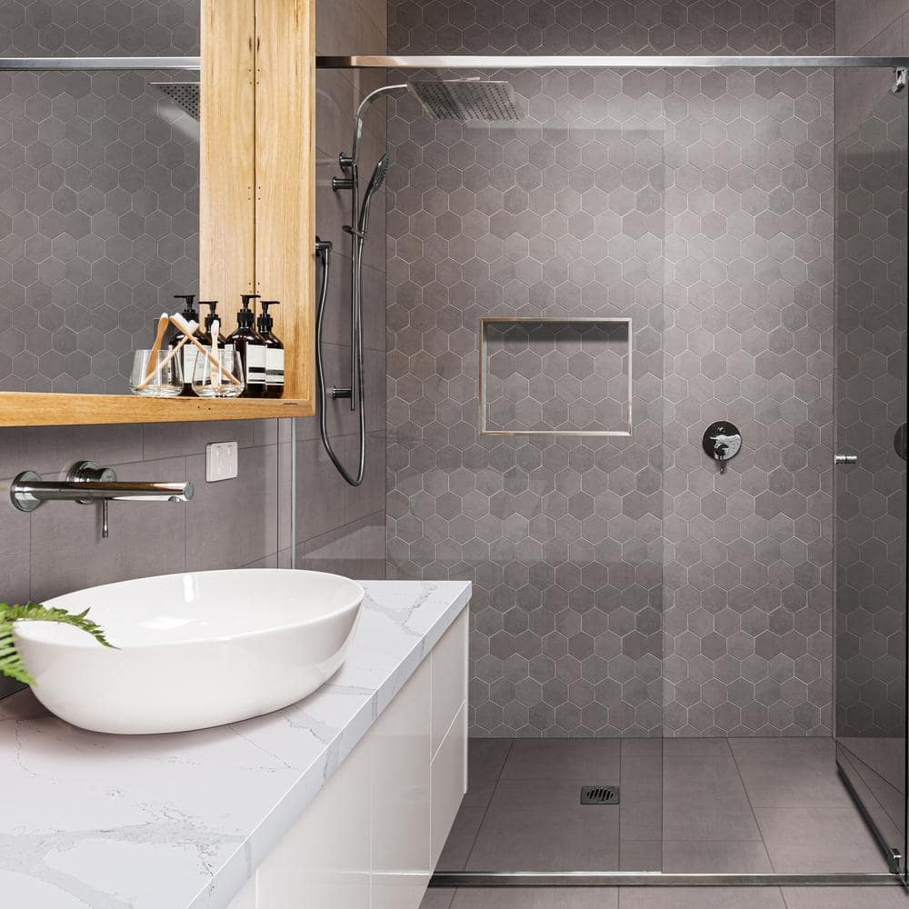 MSI Cementino 3 in. Hexagon 11 in. x 13 in. x 0.37 in. Matte Porcelain Mesh-Mounted Mosaic Floor and Tile(0.86 sq. ft./Each) (4)