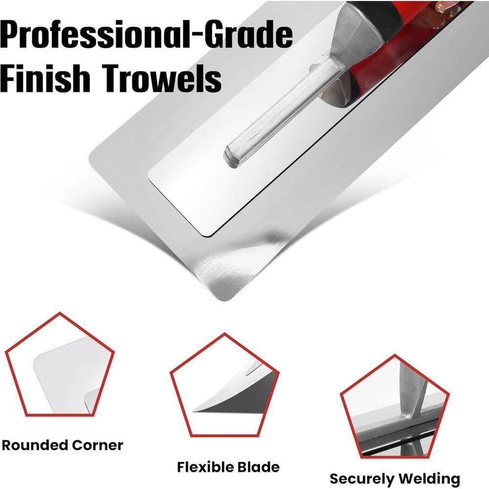 KIWDZFU 13.7 x 4.1 in. Drywall Finish Trowel with Ergonomic Handle Stainless Steel Blade for Smoothing and Edging (3)